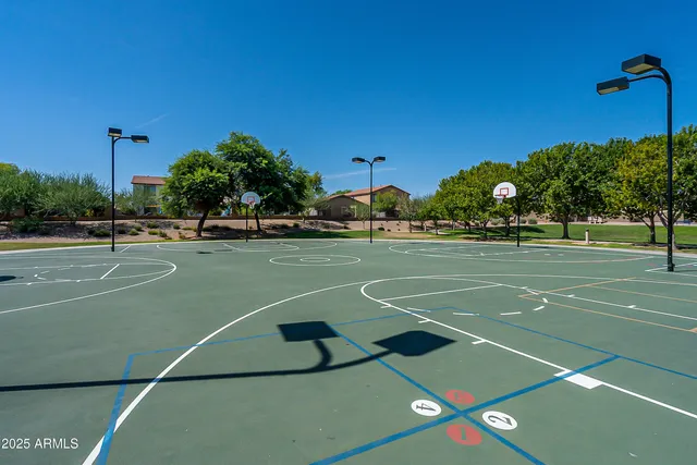 a view of a garden with swimming pool and deck