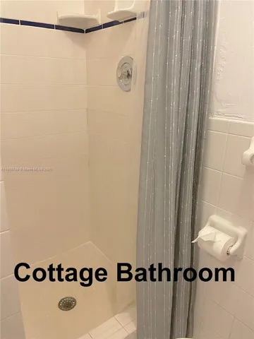 a bathroom with a shower and a window