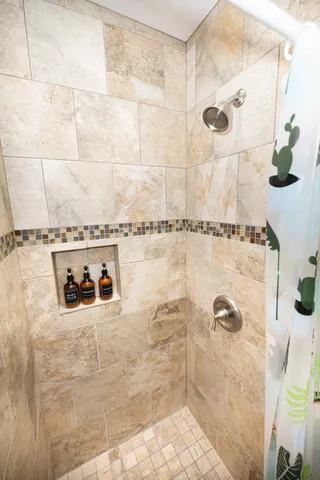 a bathroom with a shower