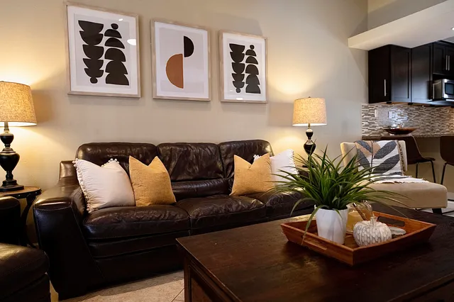 a living room with furniture