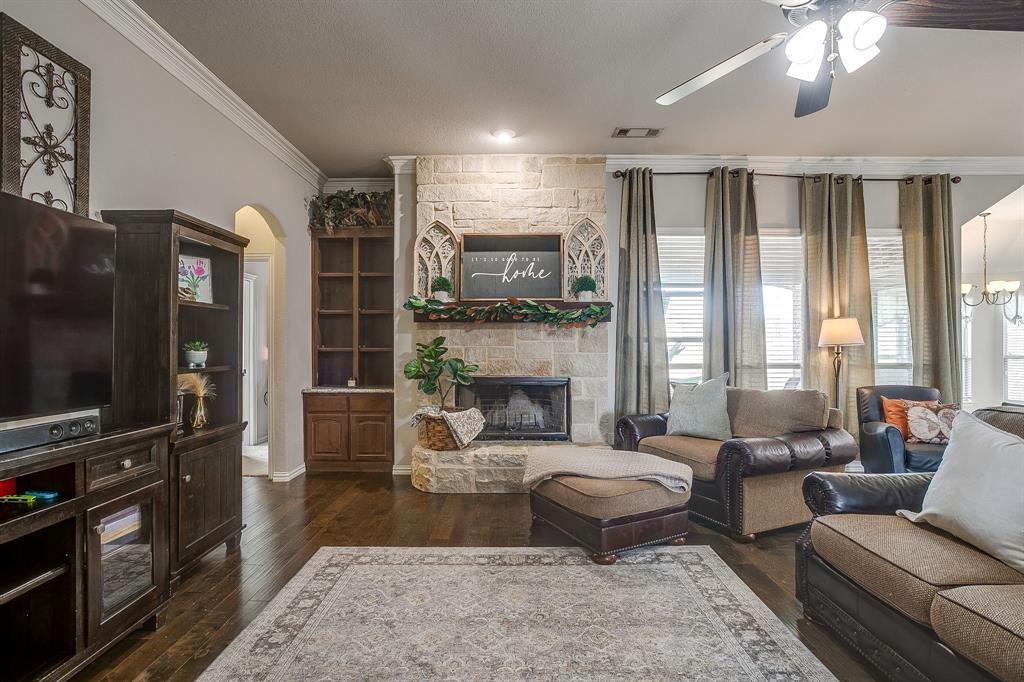 8005 Canyon Ridge Drive Godley, TX 76044 - Photo 8 of 40 a living room with furniture and a flat screen tv