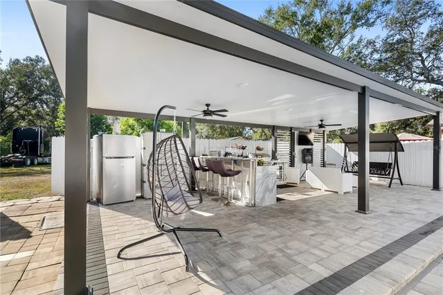 a bedroom with a bed and cabinets