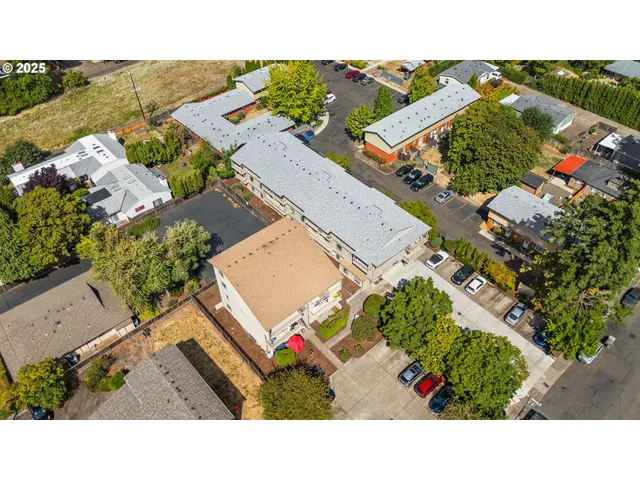 an aerial view of a house