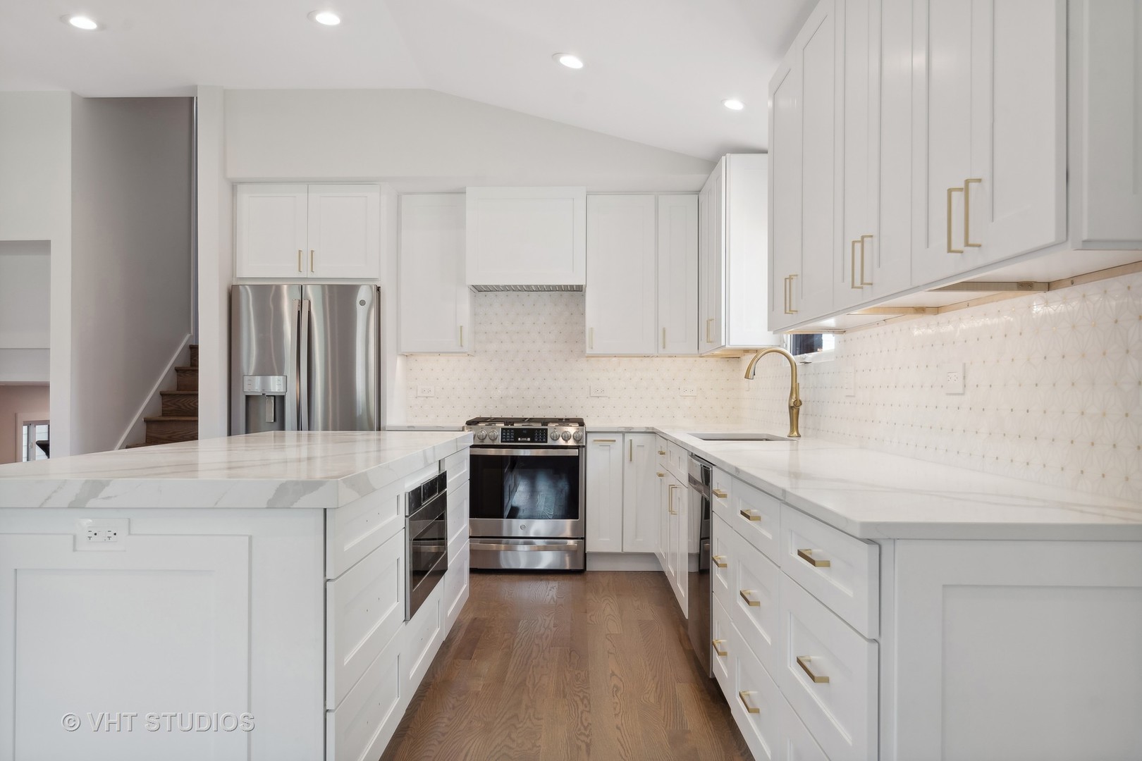 695 Ridge Road Highland Park, IL 60035 - Photo 6 of 23 a kitchen with granite countertop a sink stove and refrigerator