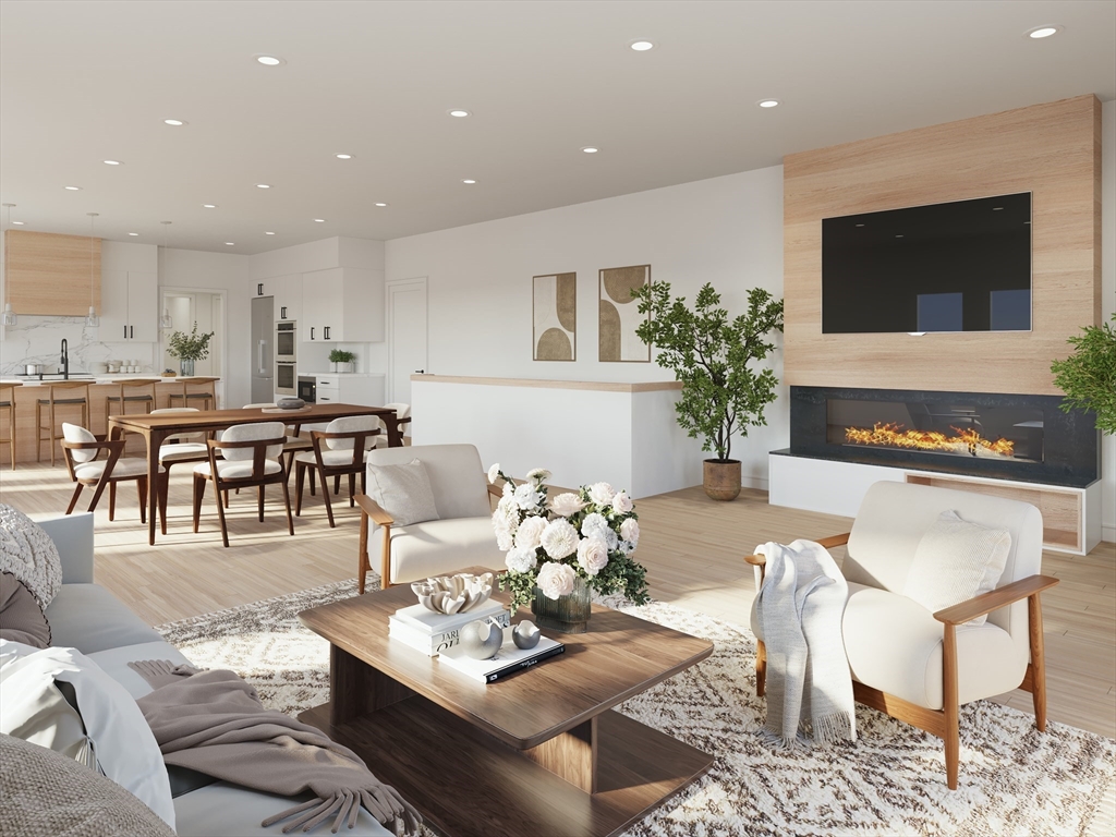 63 Green Street, Unit 2 Brookline, MA 02446 - Photo 3 of 12 a living room with lots of furniture and a flat screen tv