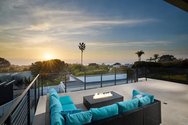 a view of a terrace with couches