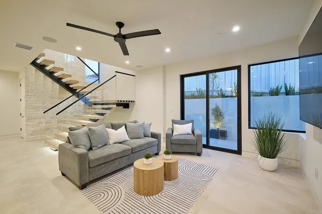 a living room with furniture