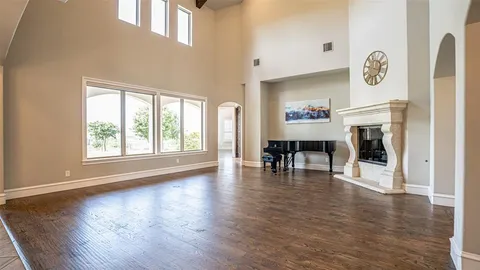 a view of dining room with furniture and wooden floor