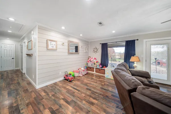 a view of a lake with outdoor space