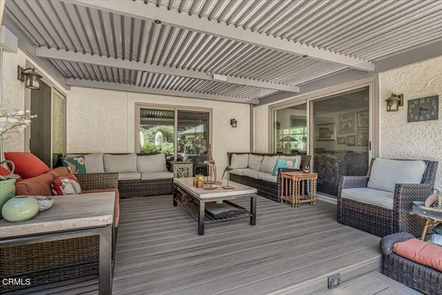 a outdoor living space with furniture