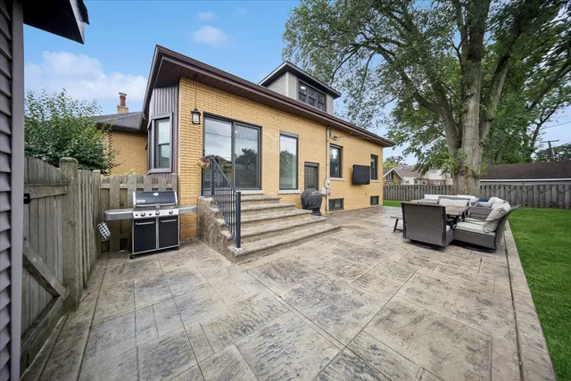 a view of a patio with a couch