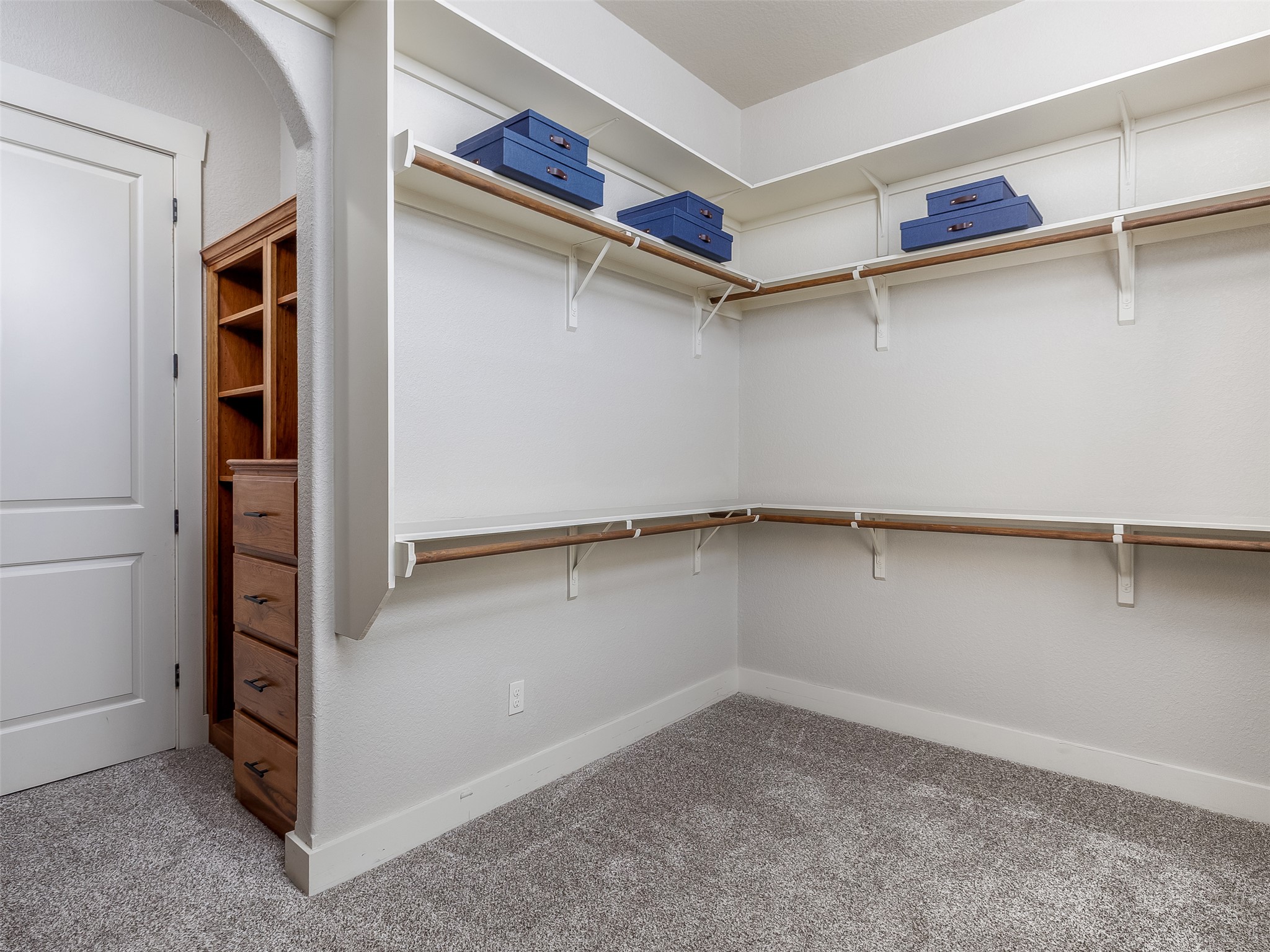 101 Aldea Street Georgetown, TX 78633 - Photo 15 of 40 The primary closet is huge with built-ins and allows tons of natural light and privacy when getting ready in the morning.