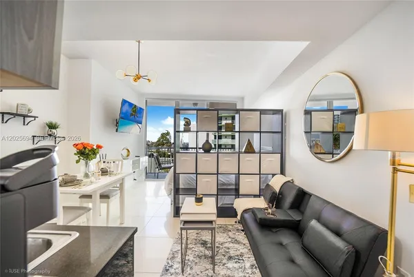 a living room with furniture