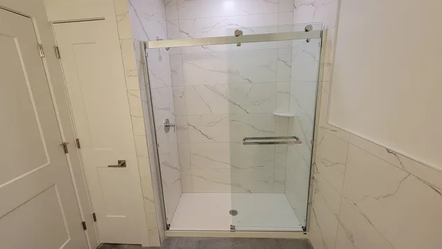 a bathroom with a shower