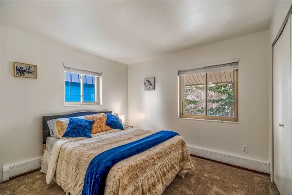 a bedroom with bed and window