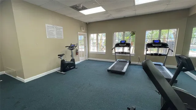 a view of a room with gym equipment