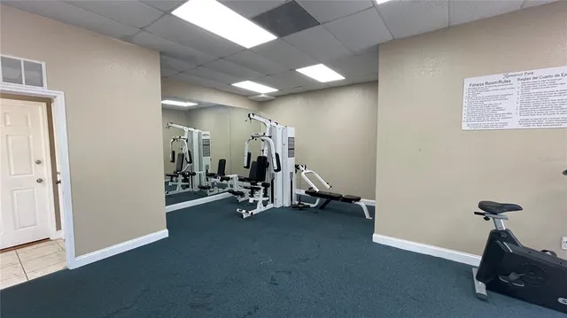 a view of a room with gym equipment
