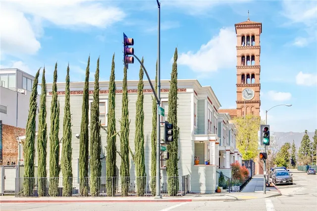 a view of a city with tall buildings