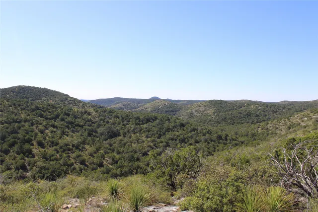 a view of a mountain range with trees in the background