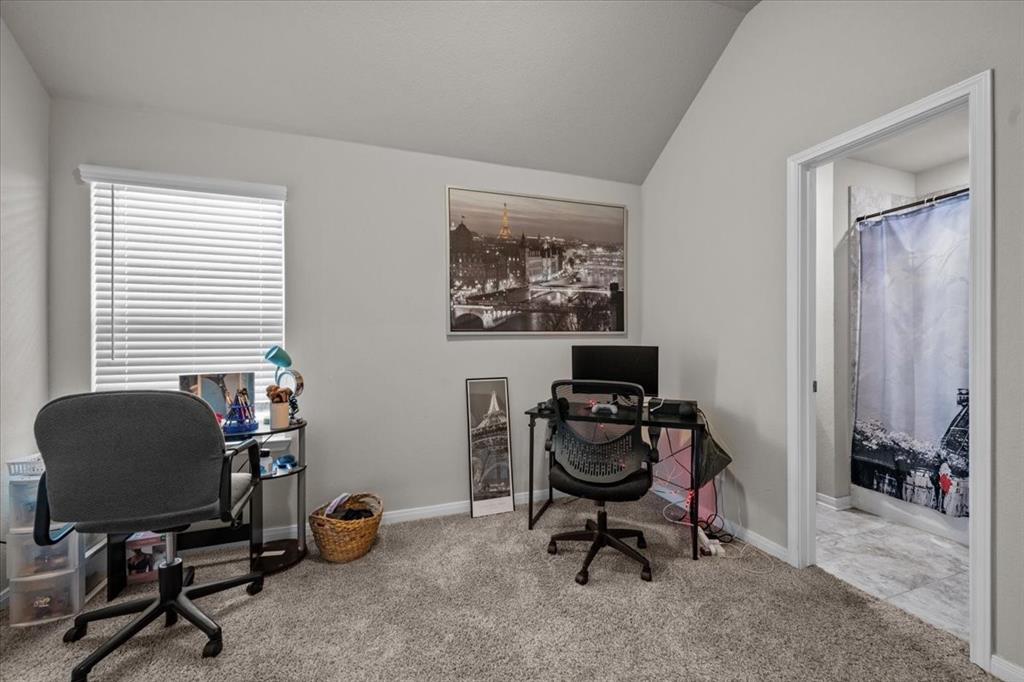 3501 Beutel Road Lorena, TX 76655 - Photo 18 of 33 Office area with carpet flooring and lofted ceiling