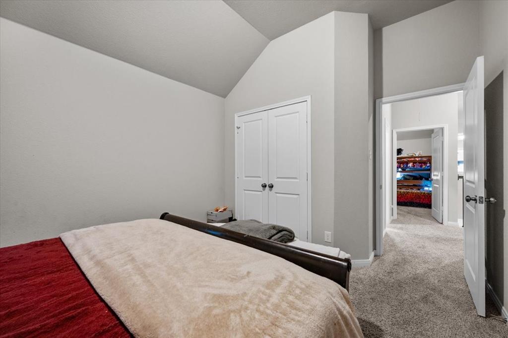 3501 Beutel Road Lorena, TX 76655 - Photo 30 of 33 Bedroom featuring vaulted ceiling, light carpet, and a closet