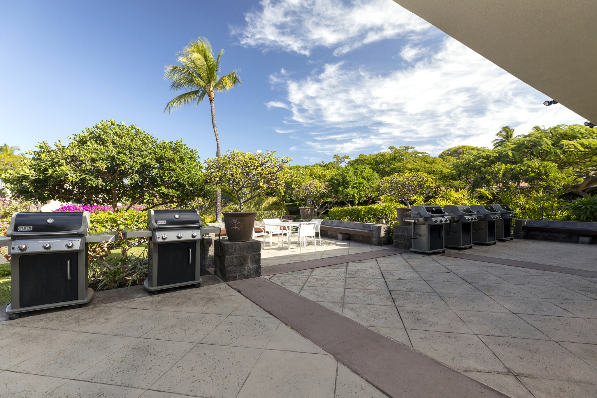 68-1010 Keana Place, Unit E206 Waikoloa, HI 96738 - Photo 27 of 30 a view of a patio with chairs and potted plants