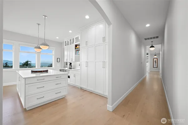 a view of counter top space and closet