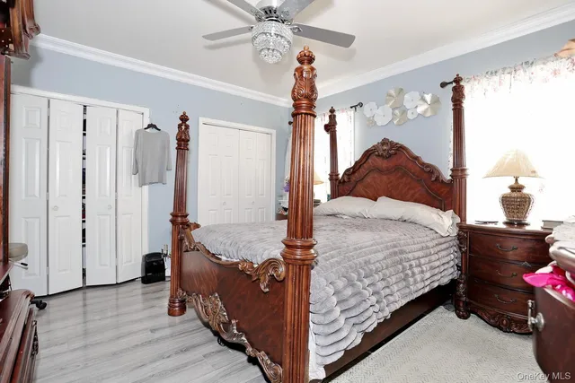 a view of a dining room with furniture potted plants and wooden floor