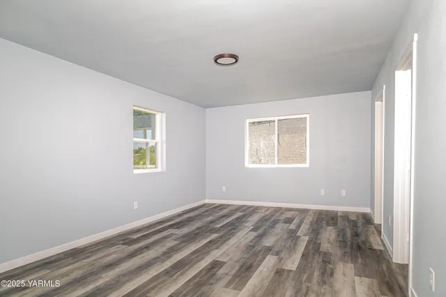 a view of a room with a window