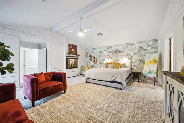 a view of a swimming pool with a yard