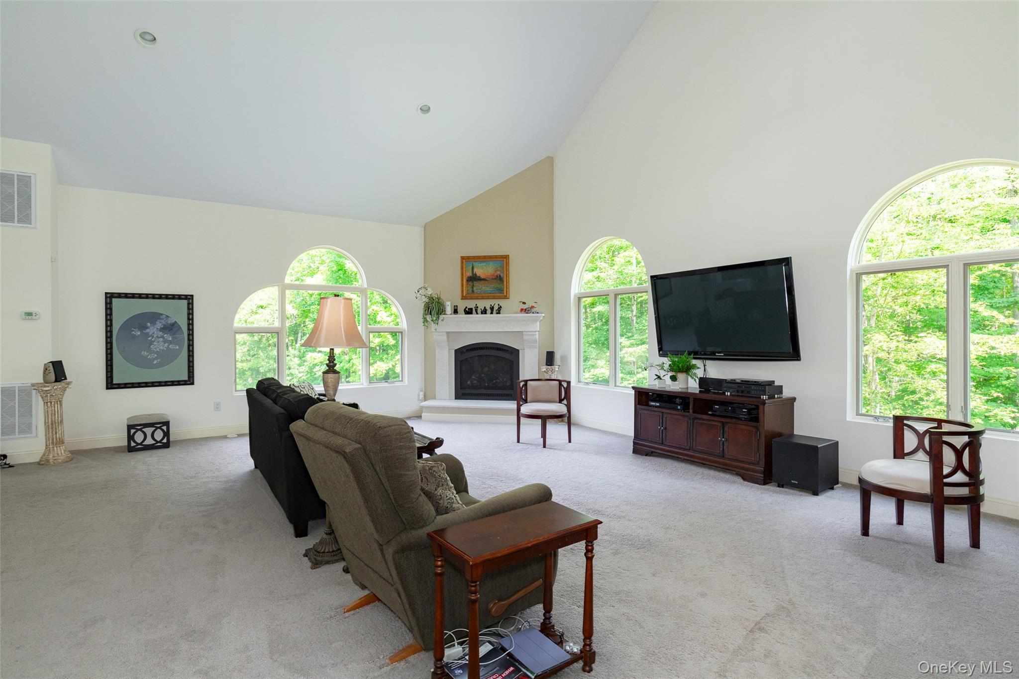 126 Old Hopewell Road Wappingers Falls, NY 12590 - Photo 11 of 38 a living room with furniture a flat screen tv and a fireplace