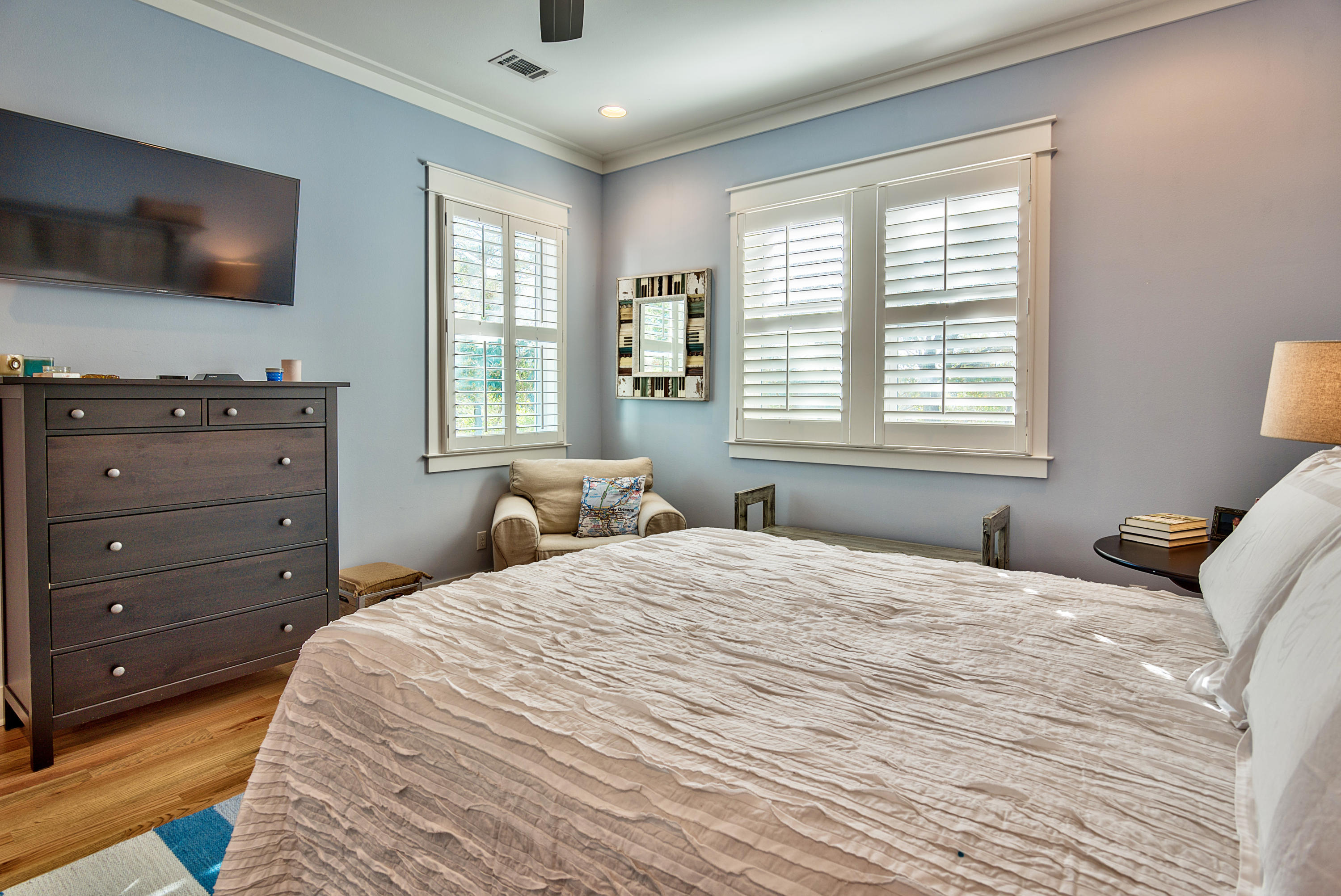 19 Dune Ridge Road Santa Rosa Beach, FL 32459 - Photo 11 of 29 a bedroom with a bed and a flat screen tv