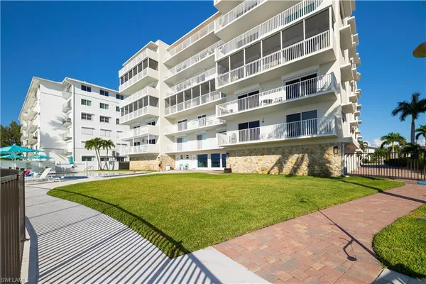 a view of a building with a outdoor space