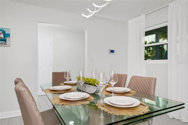 a table and chairs in a dining room