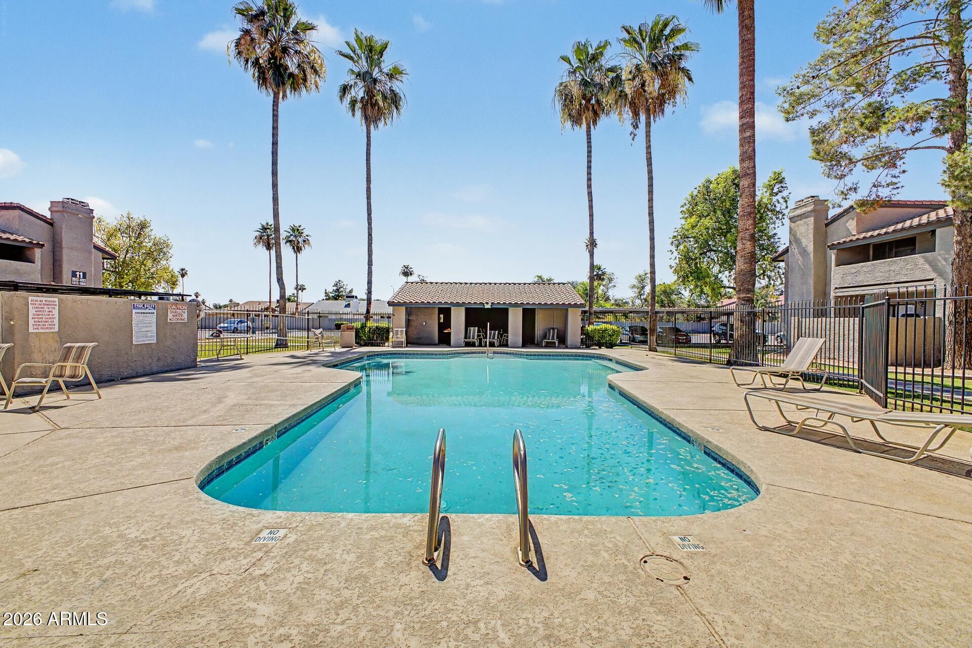 533 West Guadalupe Road, Unit 1104 Mesa, AZ 85210 - Photo 13 of 20 a view of a swimming pool with a lounge chairs
