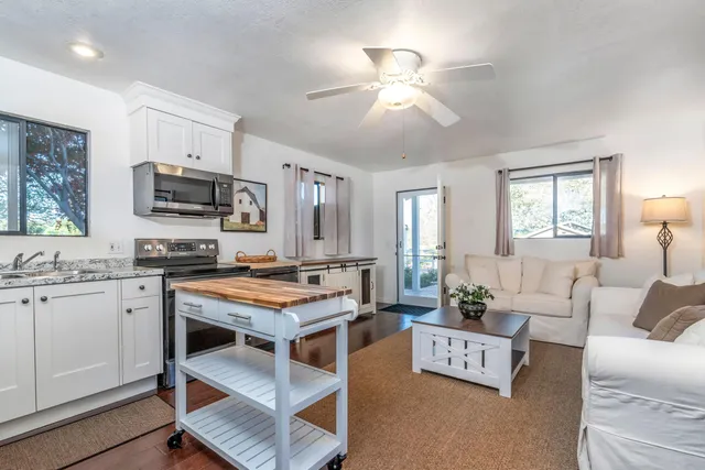 a view of backyard and entertaining space