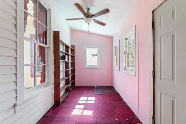 a view of a yard with entertaining space