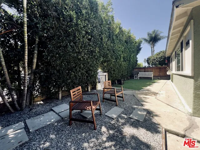 a view of a yard with plants
