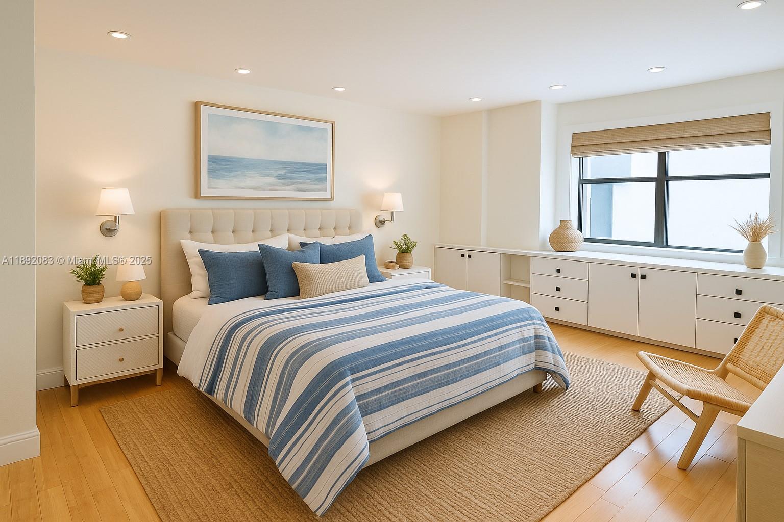 5415 Collins Avenue, Unit 302 Miami Beach, FL 33140 - Photo 4 of 33 a bedroom with a bed and a large window