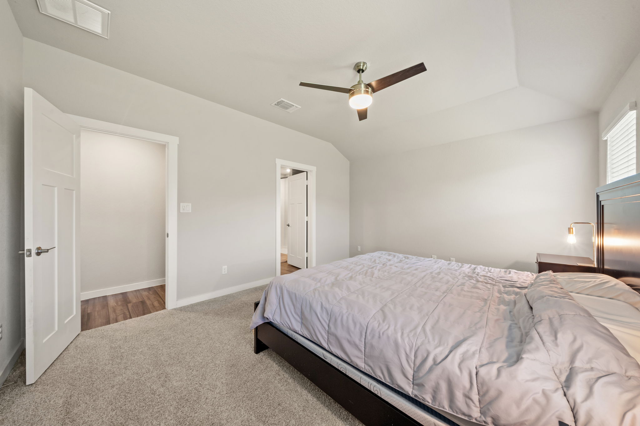 1117 Tipton Street Georgetown, TX 78633 - Photo 19 of 40 Spacious room featuring light gray walls, plush carpeting, a contemporary ceiling fan, and a tray ceiling detail