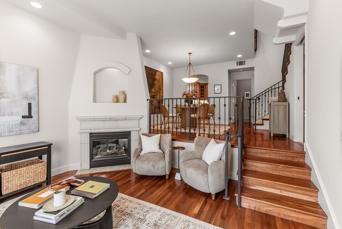 484 Gabilan Street Los Altos, CA 94022 - Photo 7 of 34 a living room with furniture and a fireplace