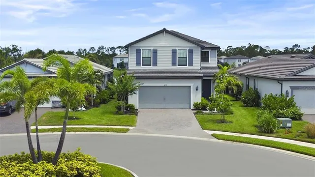 a view of a house with a yard and plants