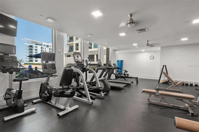 a view of a room with gym equipment