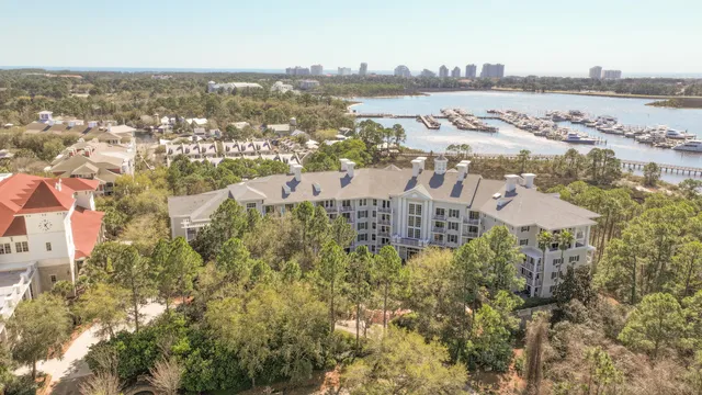 an aerial view of residential building and lake view