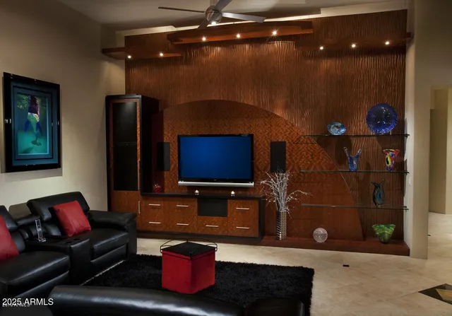 a living room with furniture