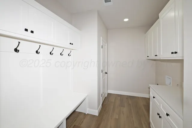 a view of a patio with a garden