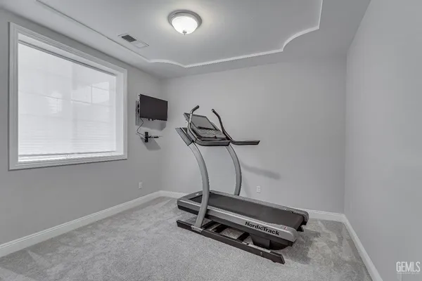 a room with gym equipment