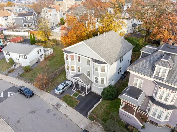 an aerial view of a house