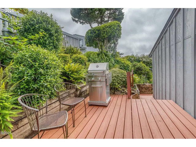 a aerial view of a house with a garden