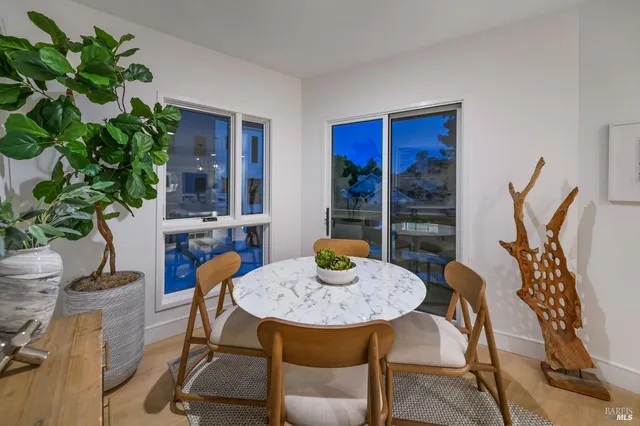 a table and chairs in a room